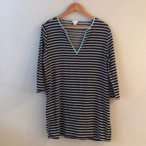J. Crew Navy and White Stripped Tunic/Cover Up